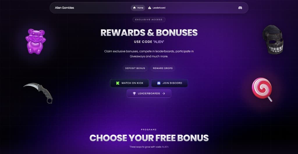 Alien Gambles rewards platform